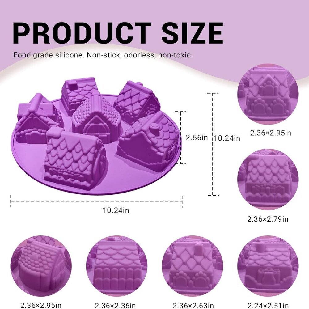 10.2'' Christmas Gingerbread House Silicone Baking Mold, Anniversary Birthday Tr - Picture 2 of 9